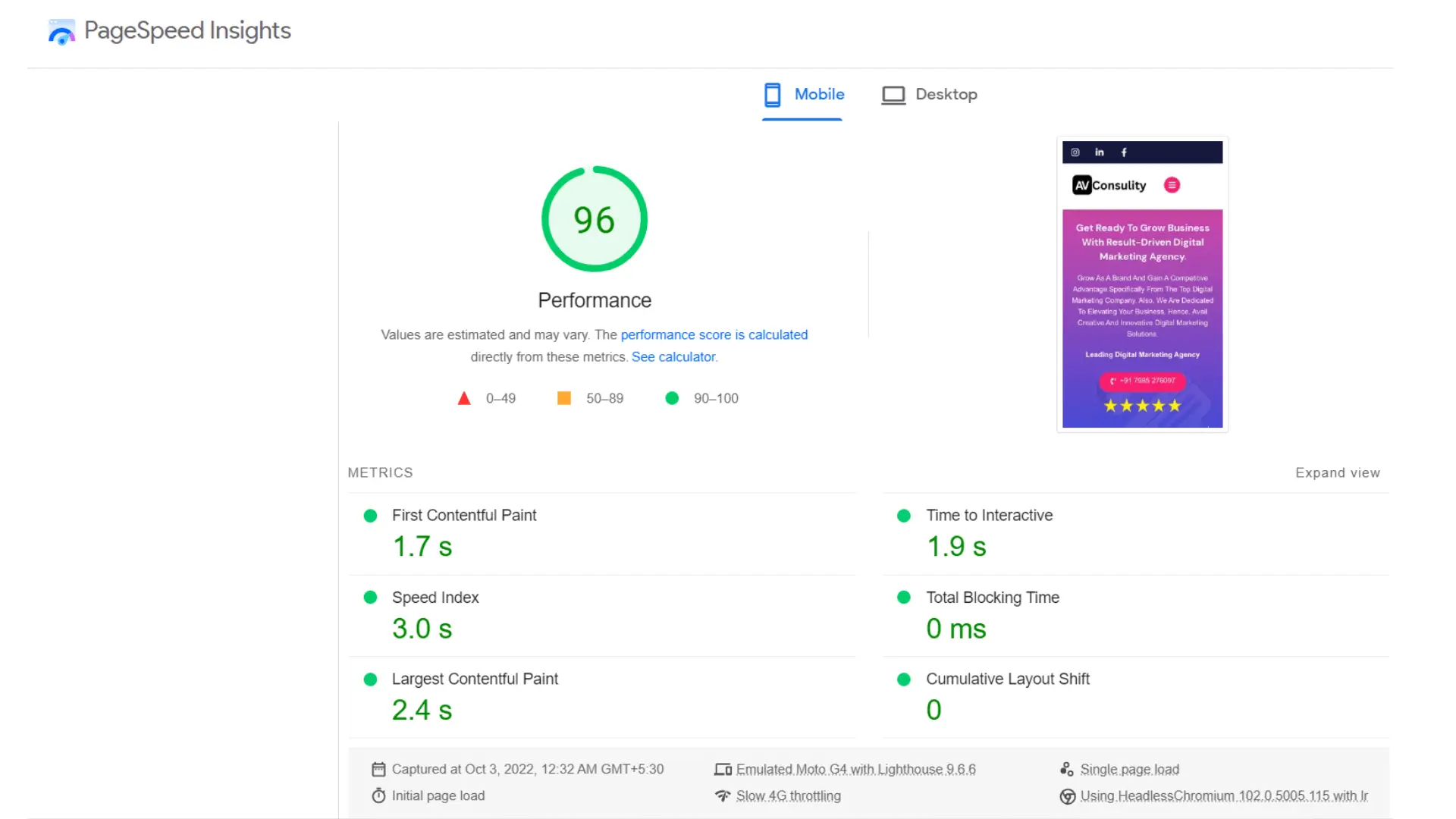 Best SEO Techniques Page Speed Score